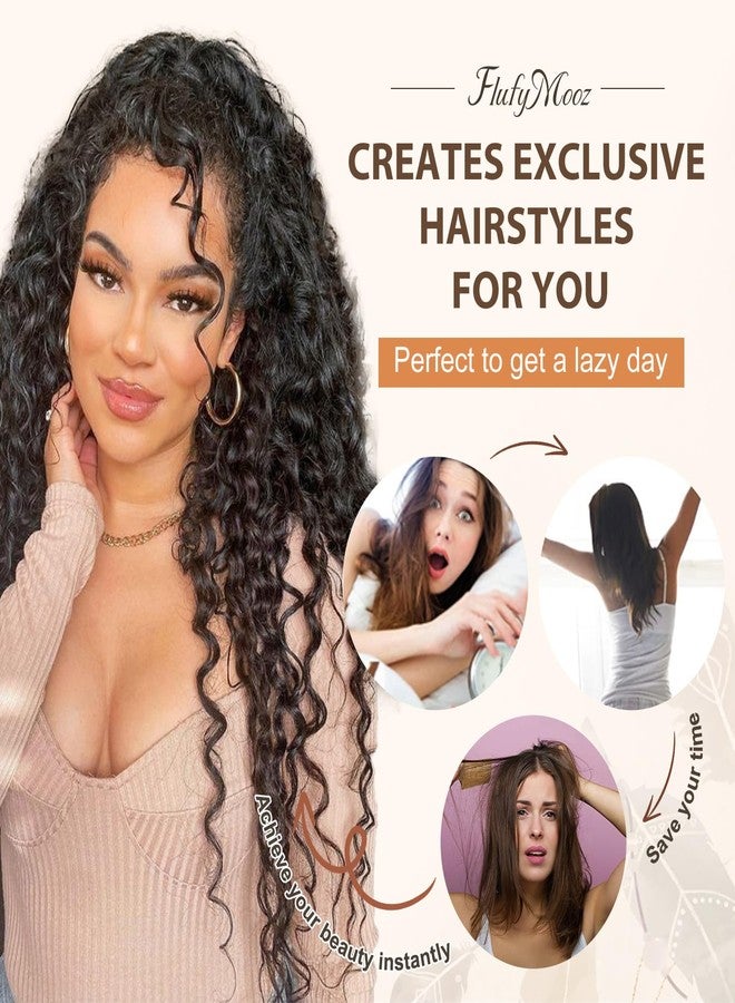 Flufymooz Ponytail Extension, 26 Inch Bohemian Style Drawstring Ponytail Hair Extensions for Women, Long Curly Wavy Pony Tail Natural Synthetic Hairpiece for Women (Grey/Silver/White Mixed) - Image 5